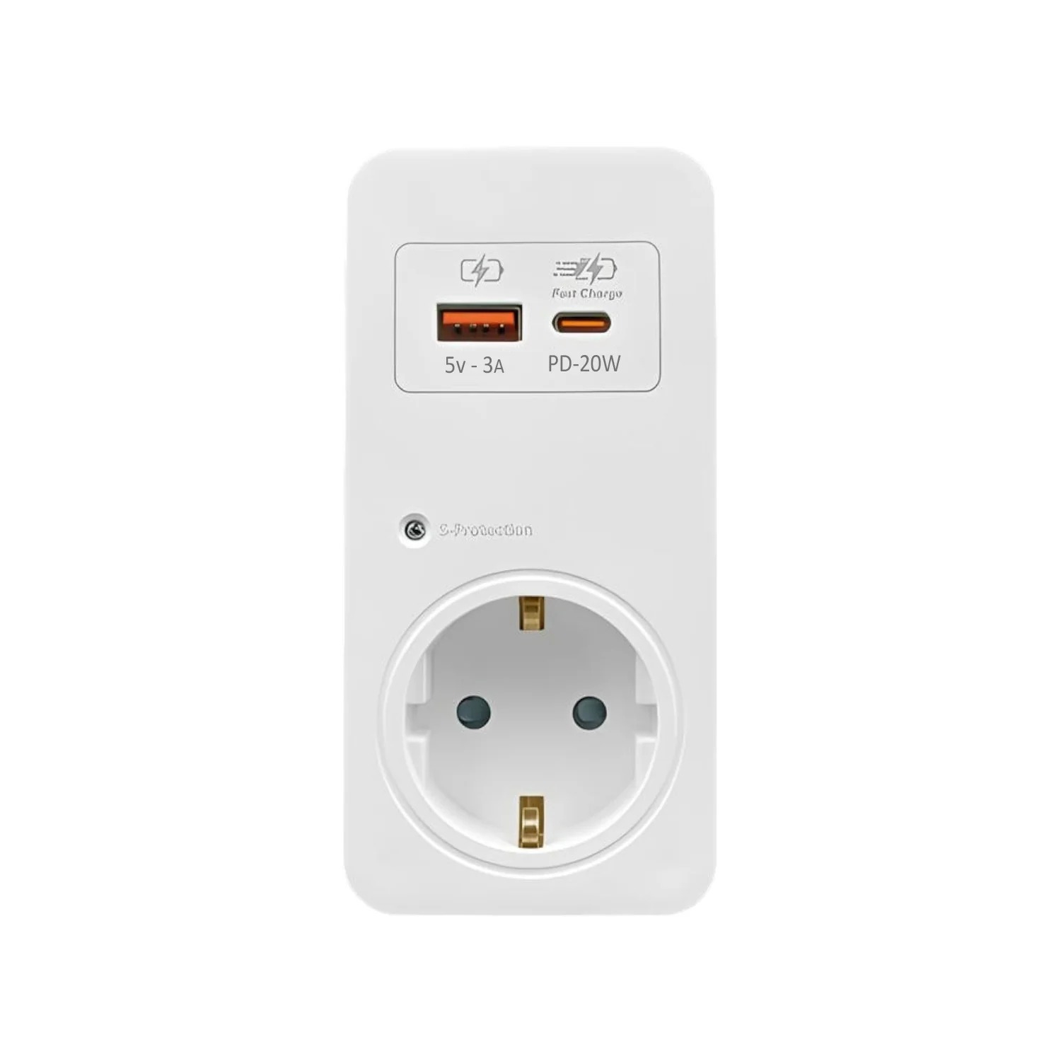 502954C USB Hızlı Şarjlı, Şok ve Akım Korumalı Fiş-Priz (720J), ÇK, Beyaz 502954C USB Hızlı Şarjlı, Şok ve Akım Korumalı Fiş-Priz (720J), ÇK, Beyaz
