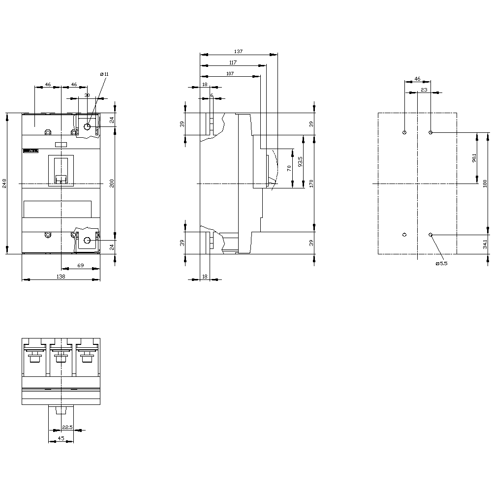 3VM1332-4EE32-0AA0 Kompakt Şalter 220-320A 36kA 3K