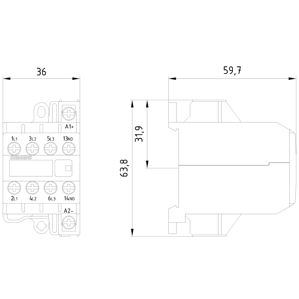 3TG1010-0BB4 Mini Kontaktör 8.4A 24V DC 4kW 4NO