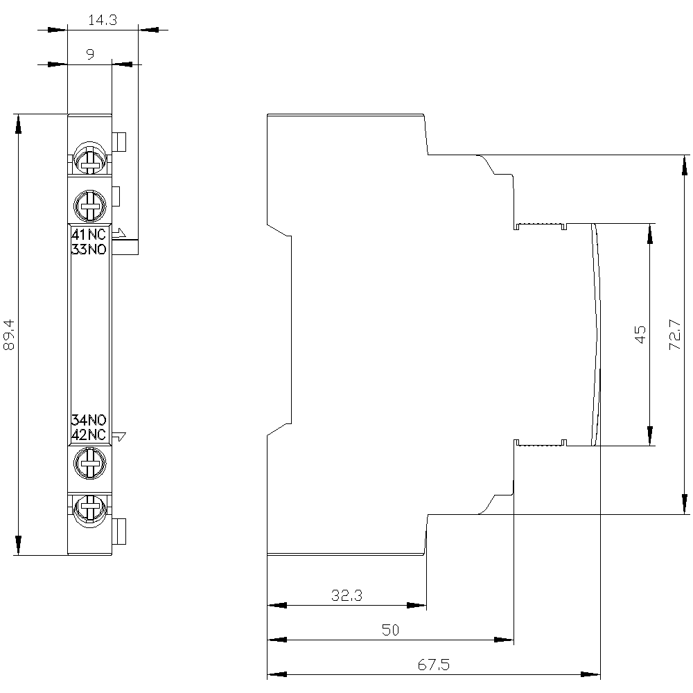 3RV2901-1A Yardımcı Kontak Bloğu-Yandan Vidalı 