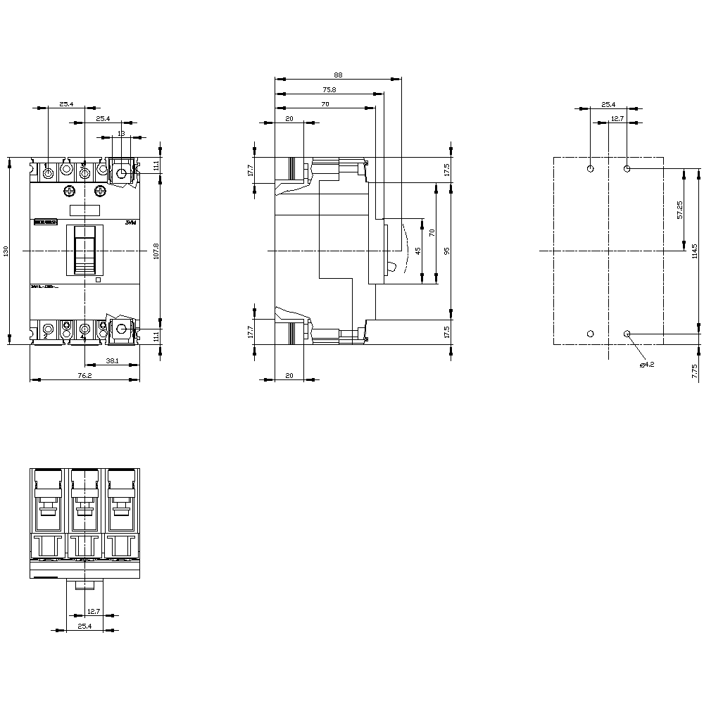 3VM1010-3ED32-0AA0 Kompakt Şalter 100A 25kA 3K