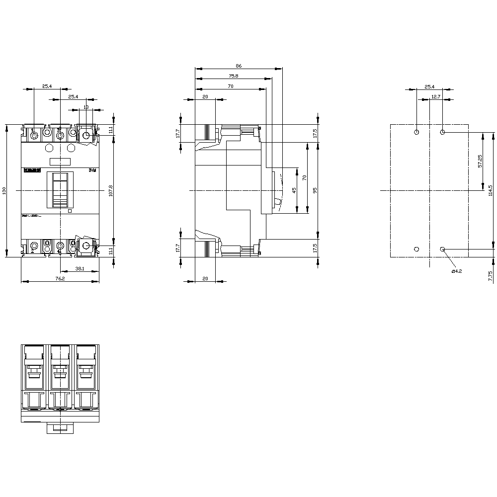3VM1116-3ED32-0AA0 Kompakt Şalter 160A 25kA 3K