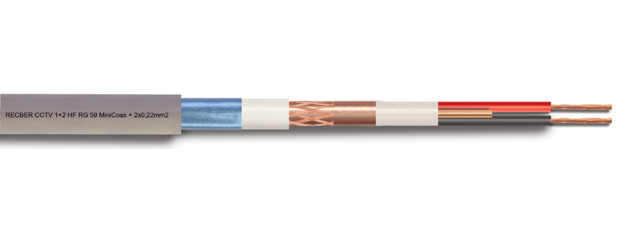 REÇBER Kamera Kablosu HF 1+2 RG 59 Mini 2x0,50mm2 500mt