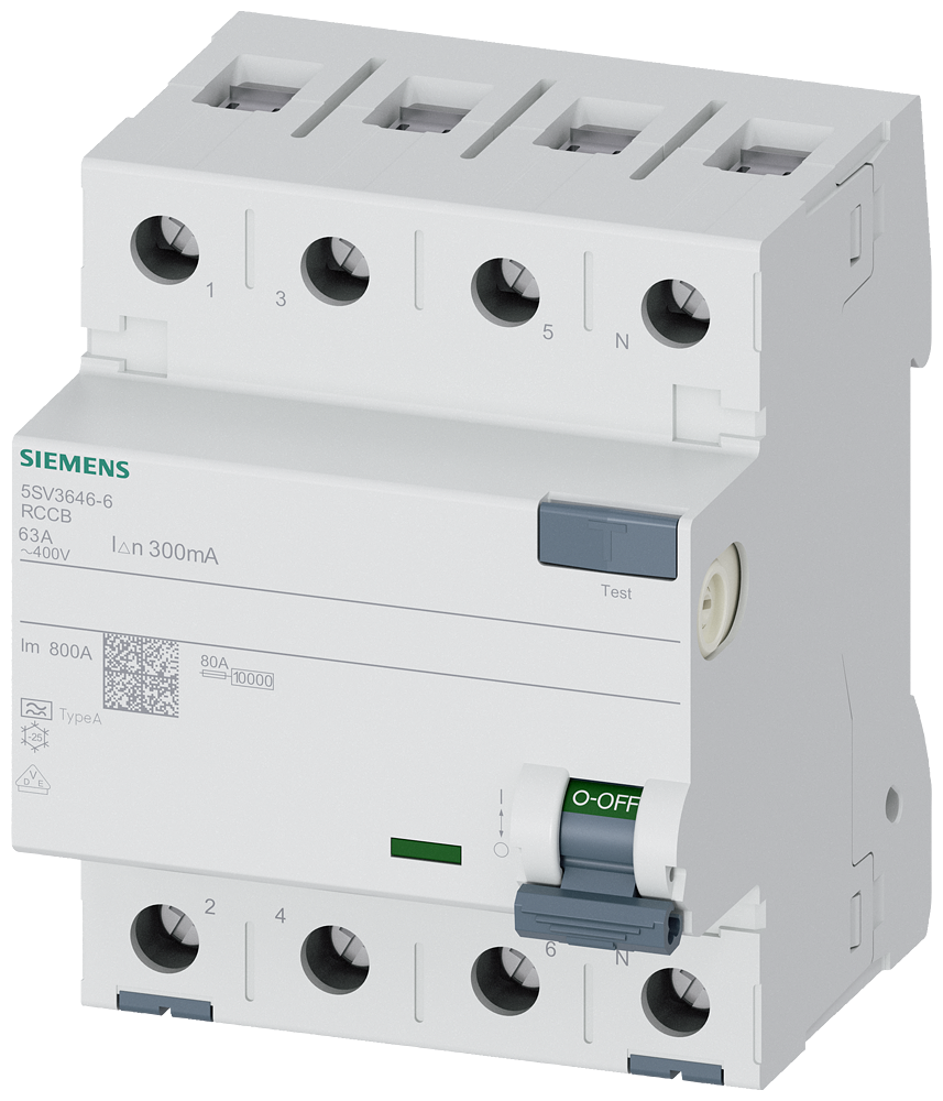 5SV3646-6 Kaçak Akım Rölesi 63A 300mA 400V 3Faz 5SV3646-6 Kaçak Akım Rölesi 63A 300mA 400V 3Faz