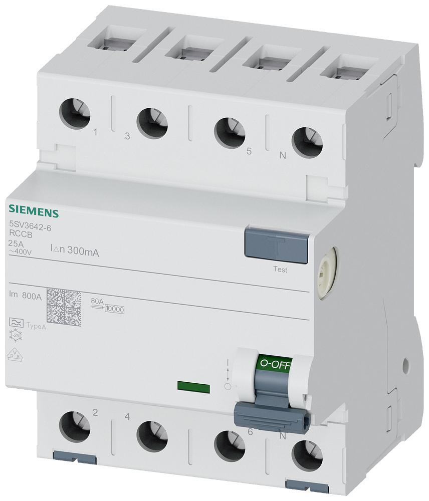 5SV3642-6 Kaçak Akım Rölesi 25A 300mA 400V 3Faz