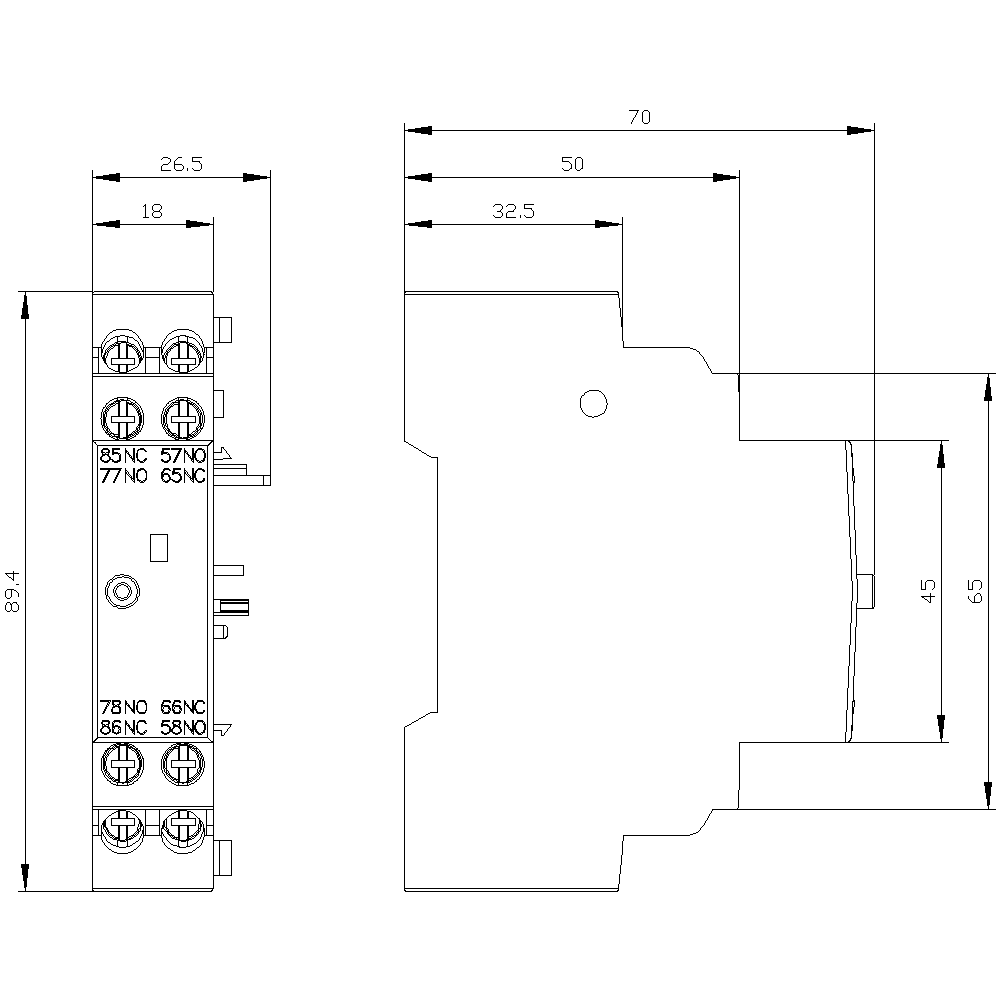 3RV2921-1M Kısa Devre Alarm Şalteri 2NO+2NC 3RV2