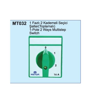 MT032 16A 1 Faz 2 Kademeli Seçici Komütatör Şalter MT032 16A 1 Faz 2 Kademeli Seçici Komütatör Şalter