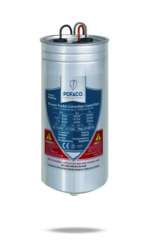 POFACO Silindir Trifaze Kondansatör 1 Kvar 400-440V