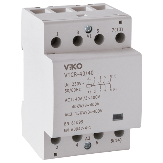 Modüler Kontaktör VTCR-40/40 40A 4NO Modüler Kontaktör VTCR-40/40 40A 4NO